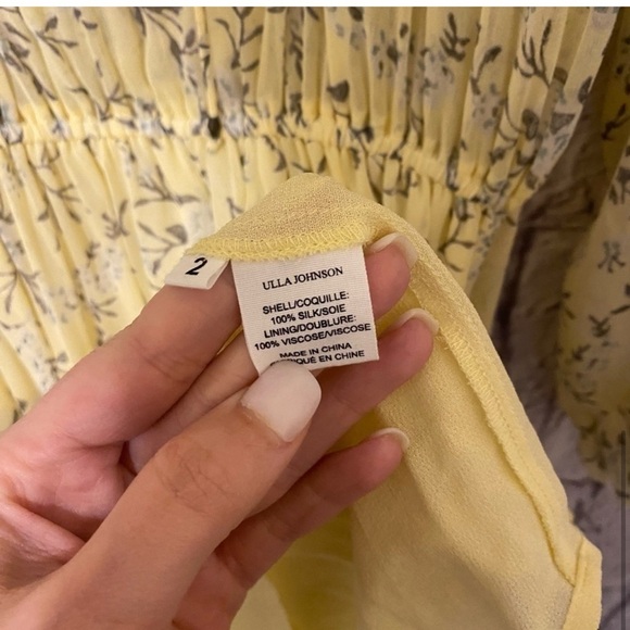 Ulla Johnson Alissa Silk Ruffle Dress Cerise Yellow Floral 2 - Picture 8 of 9